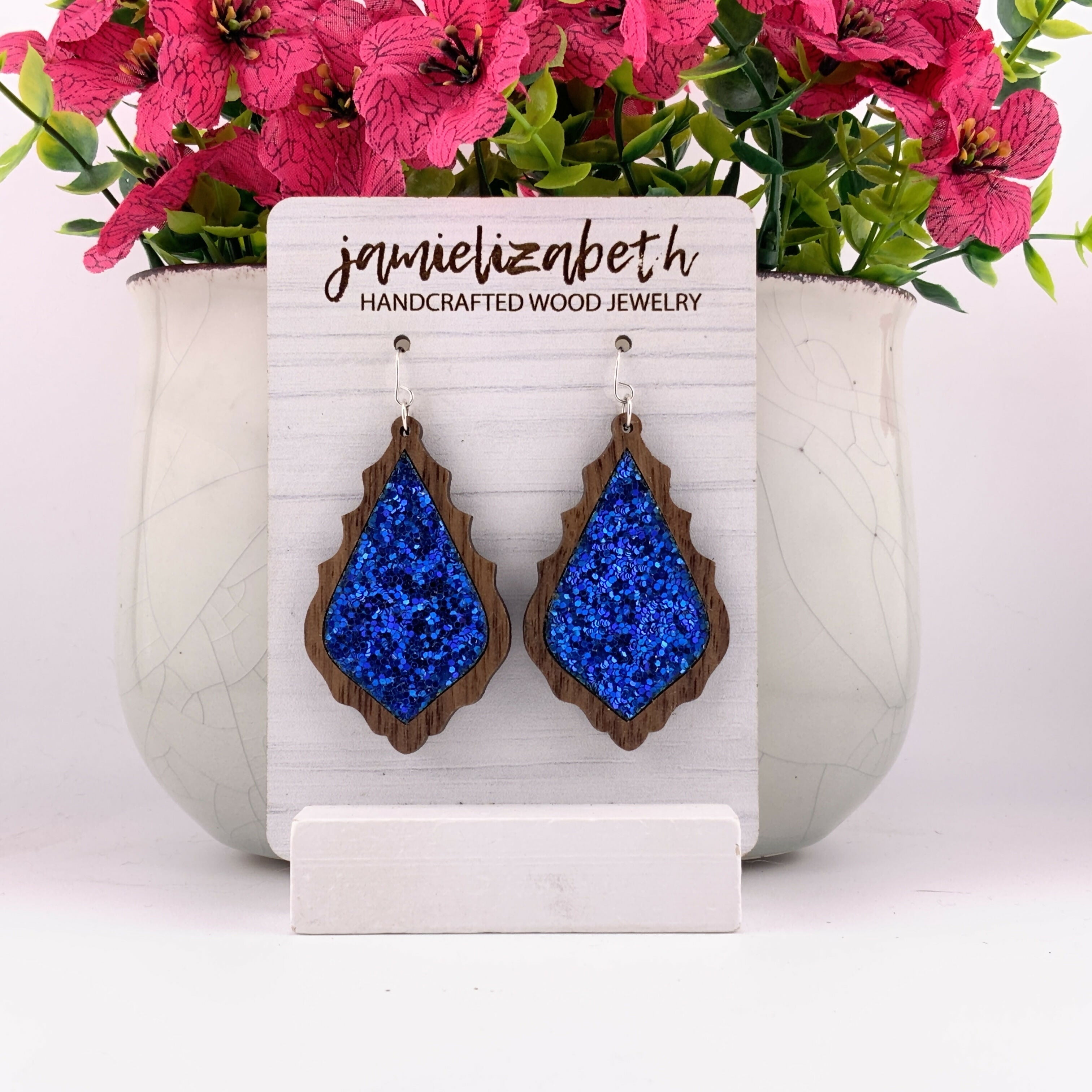 Royal Blue Glitter Earrings
