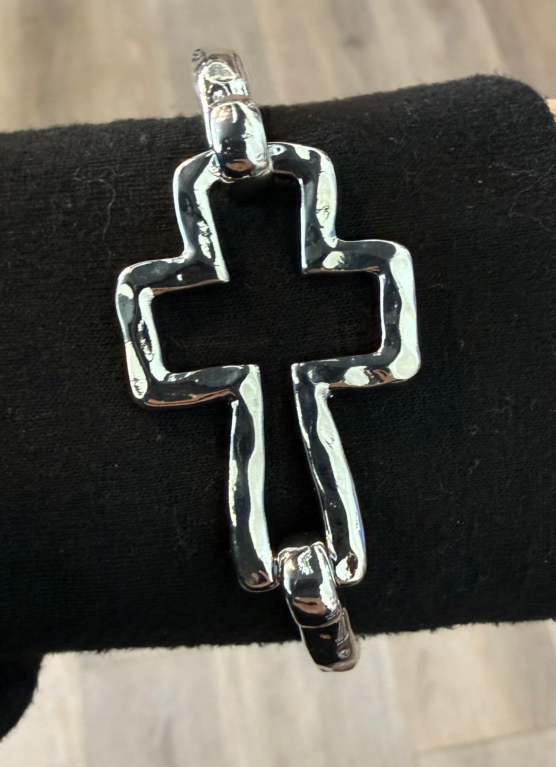 Cross Hammered Metal Bracelet