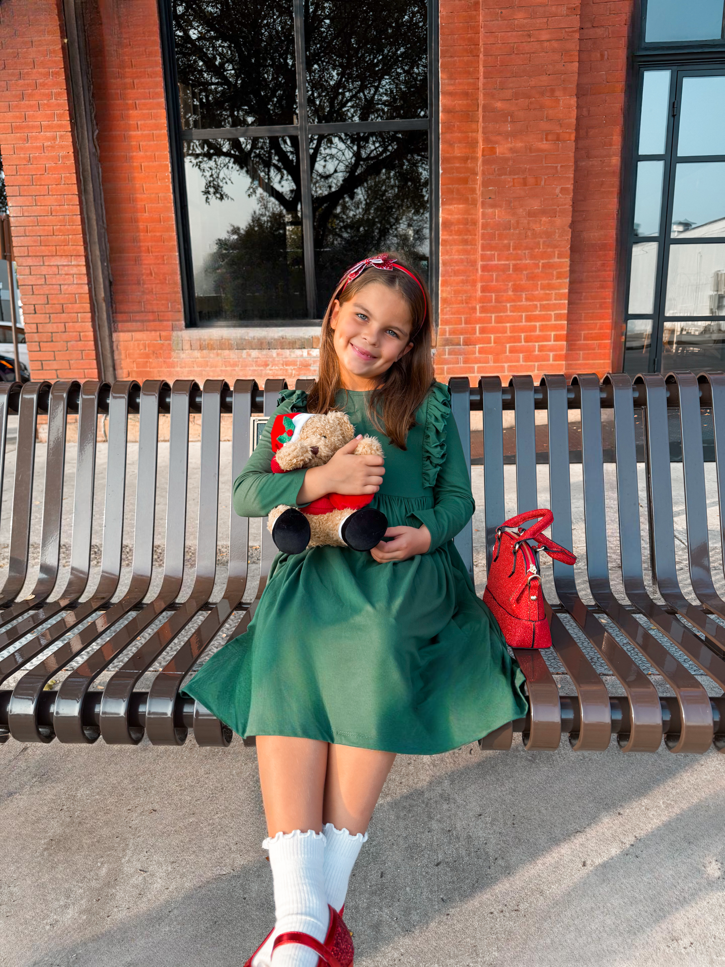 Christmas Green Ruffle Sleeve Dress