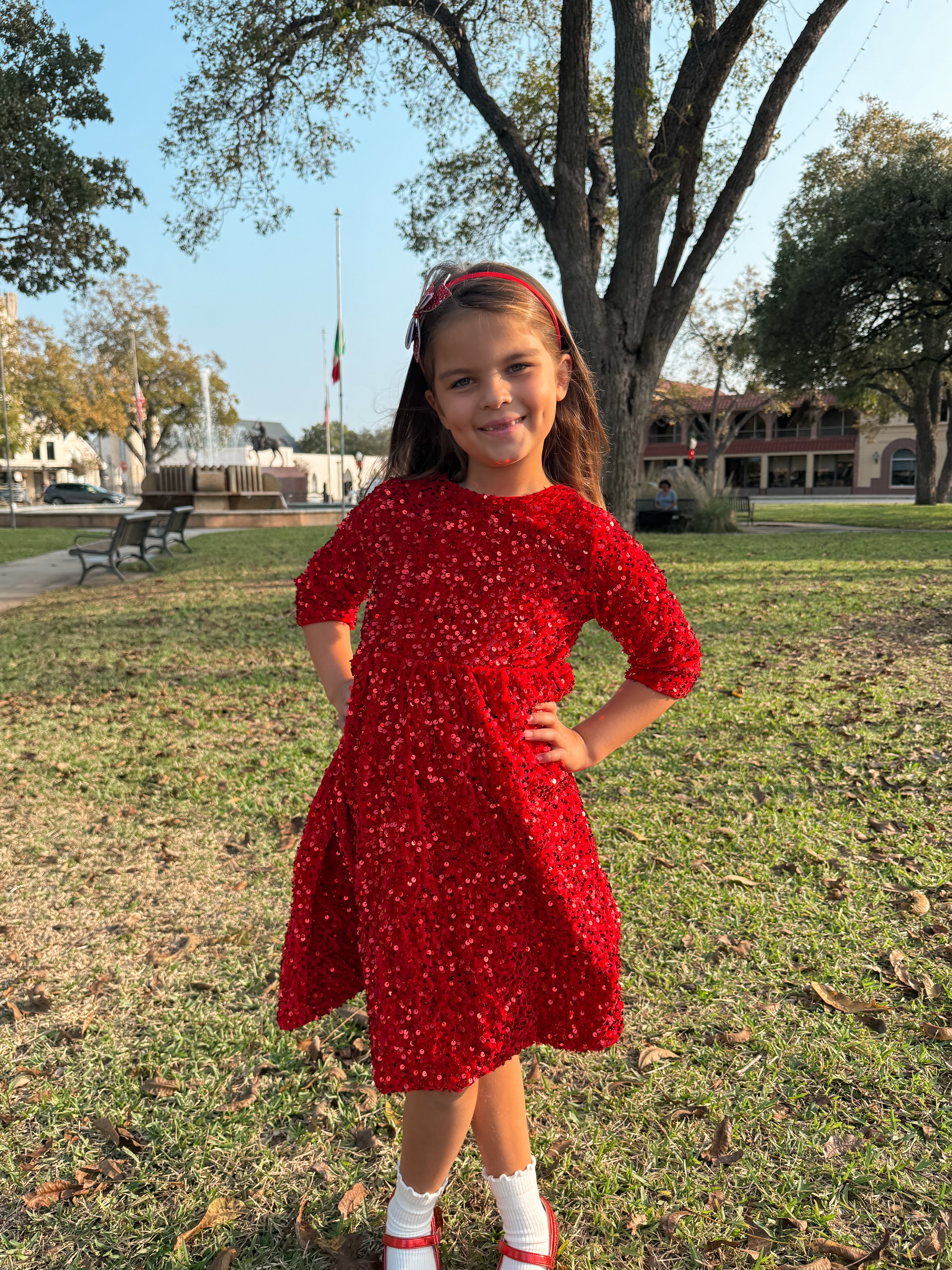Christmas Red Velvet Sequin Dress