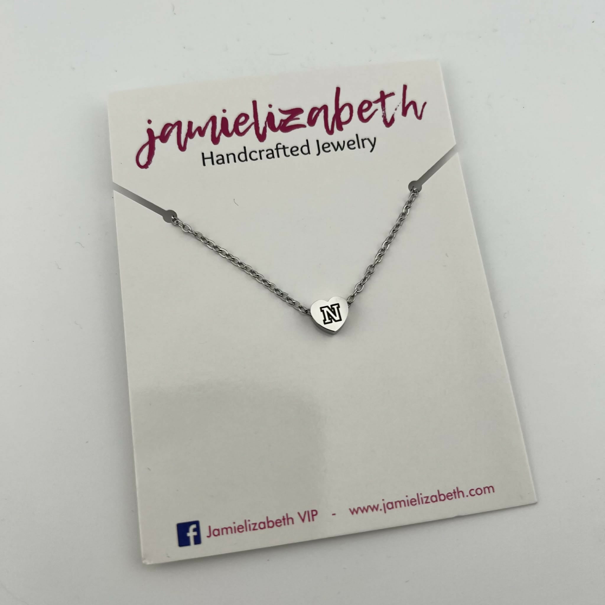 Silver Heart Necklace - "N" for Navarro