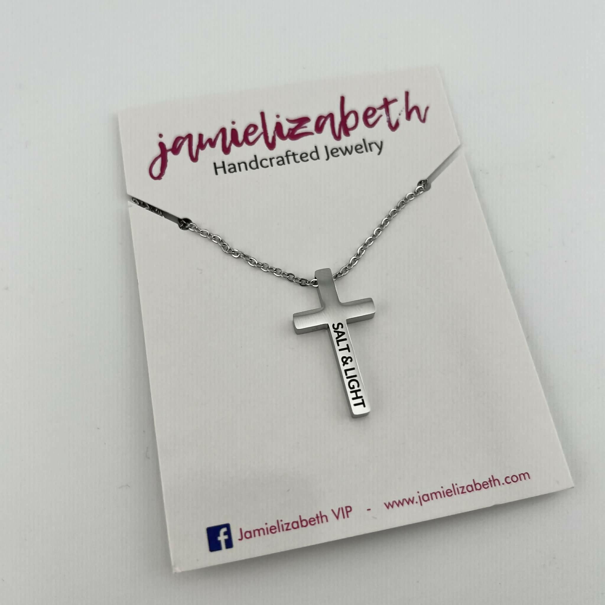 Silver Cross Necklace - " Salt & Light"