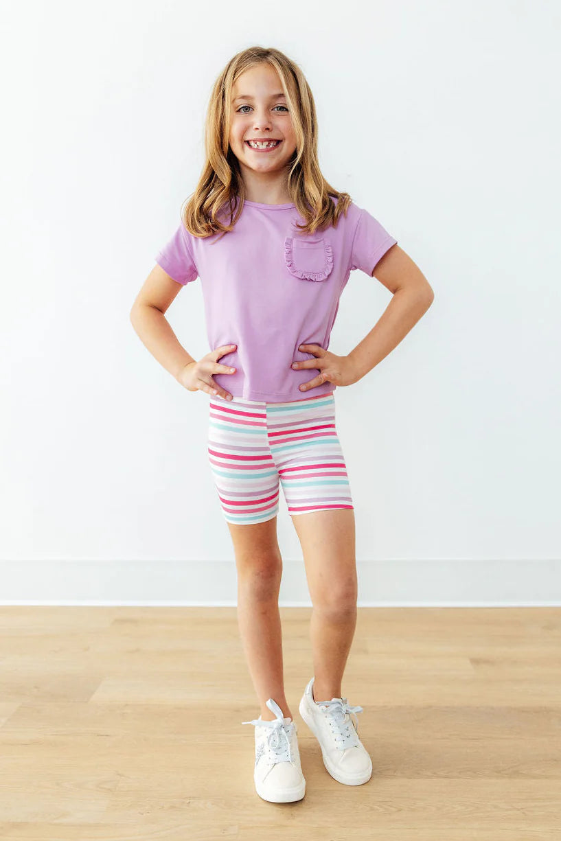 Bright Lilac Ruffle Pocket Tee