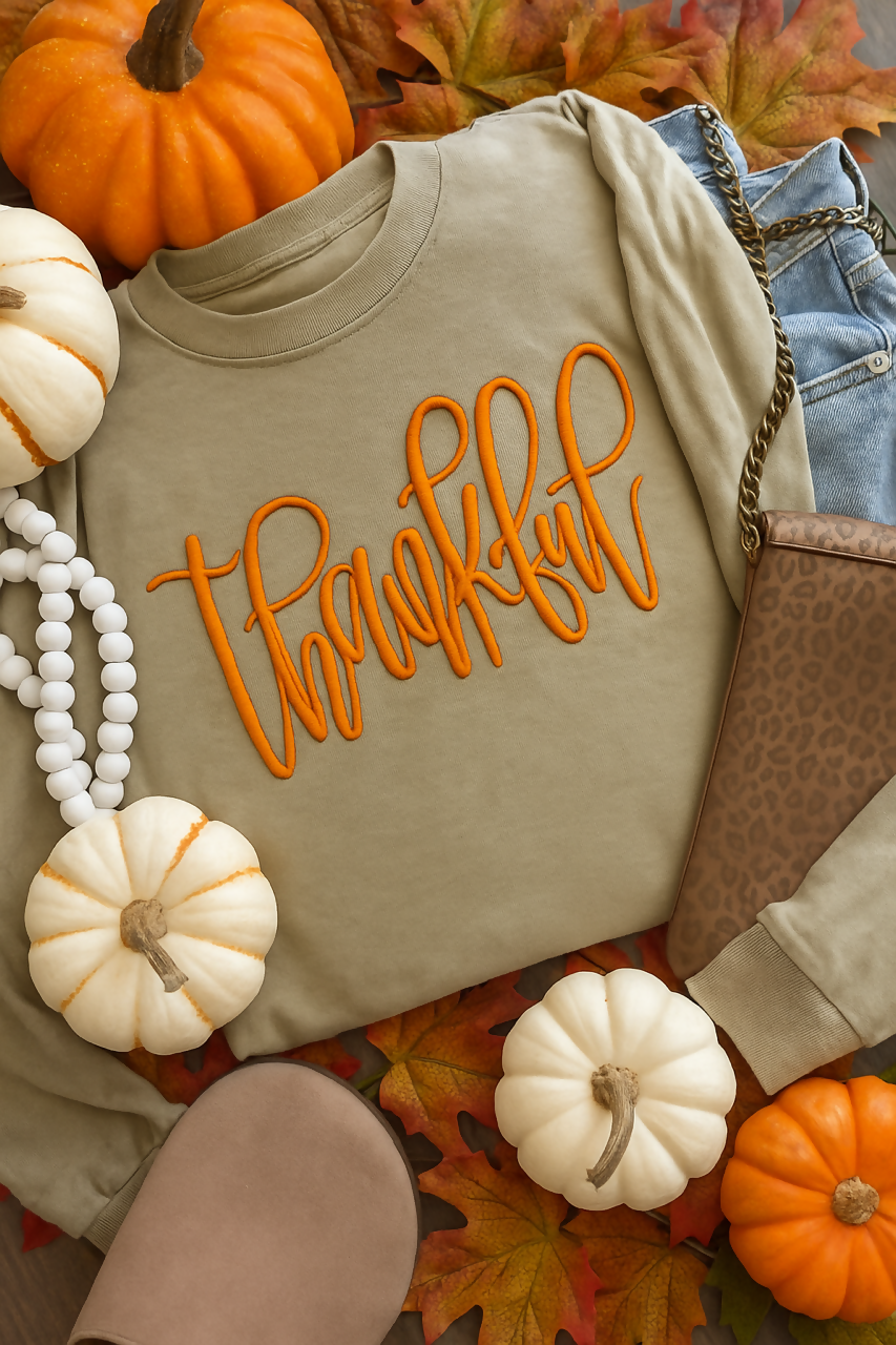 3d Embroidery Thankful